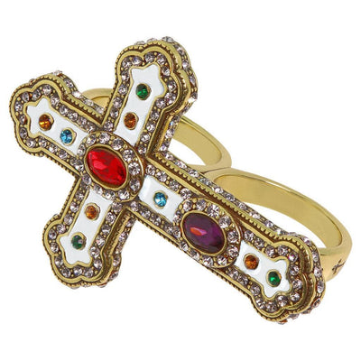 Heidi Daus®"Pure Heaven" Crystal & Enamel Cross Double Ring