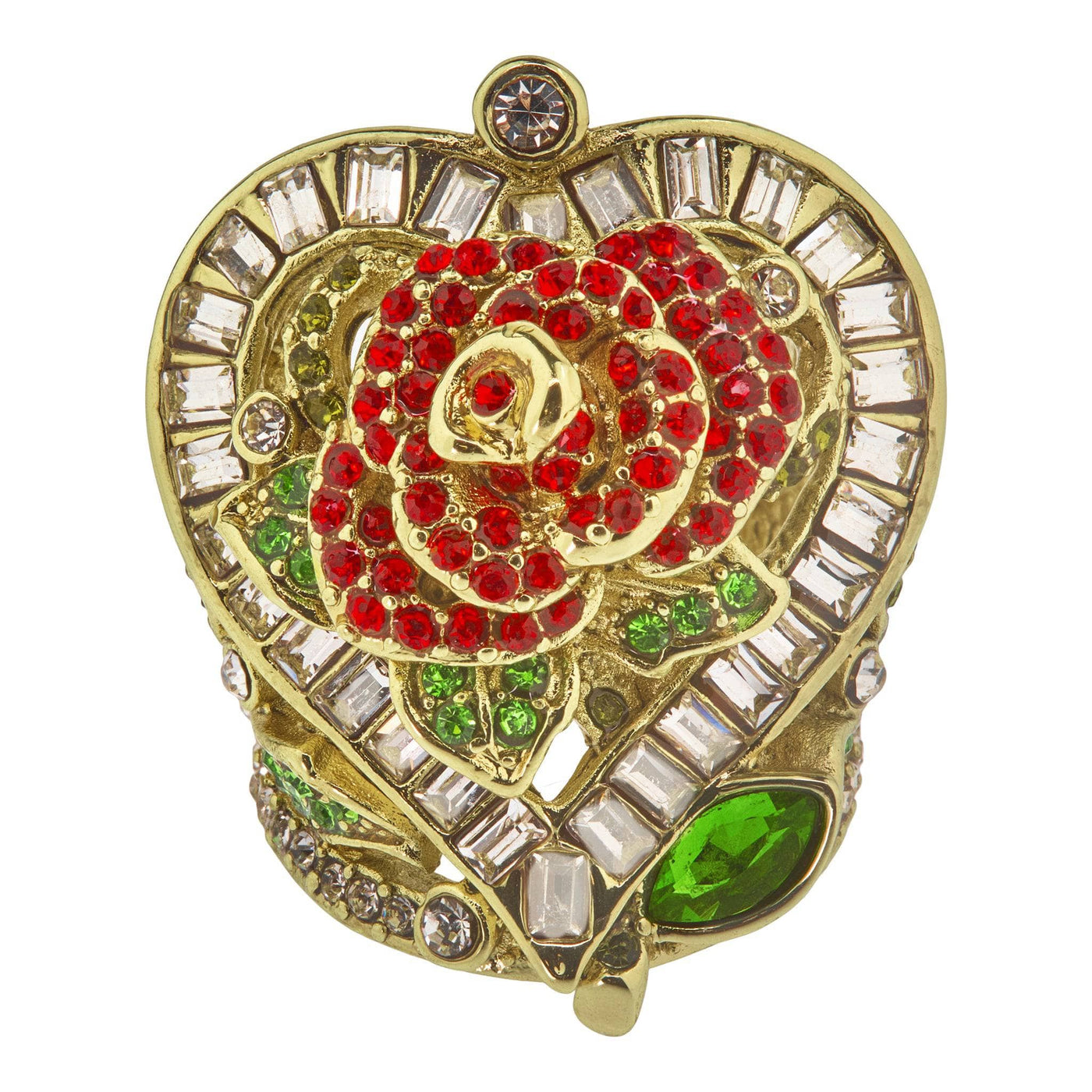 HEIDI DAUS®"Red Queen" Crystal Heart Floral Ring