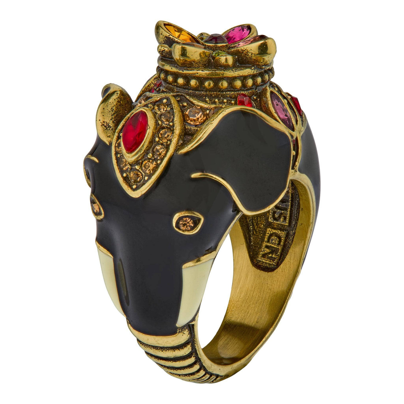 HEIDI DAUS® "Happy Flowerphant" Crystal & Enamel Floral Elephant Ring