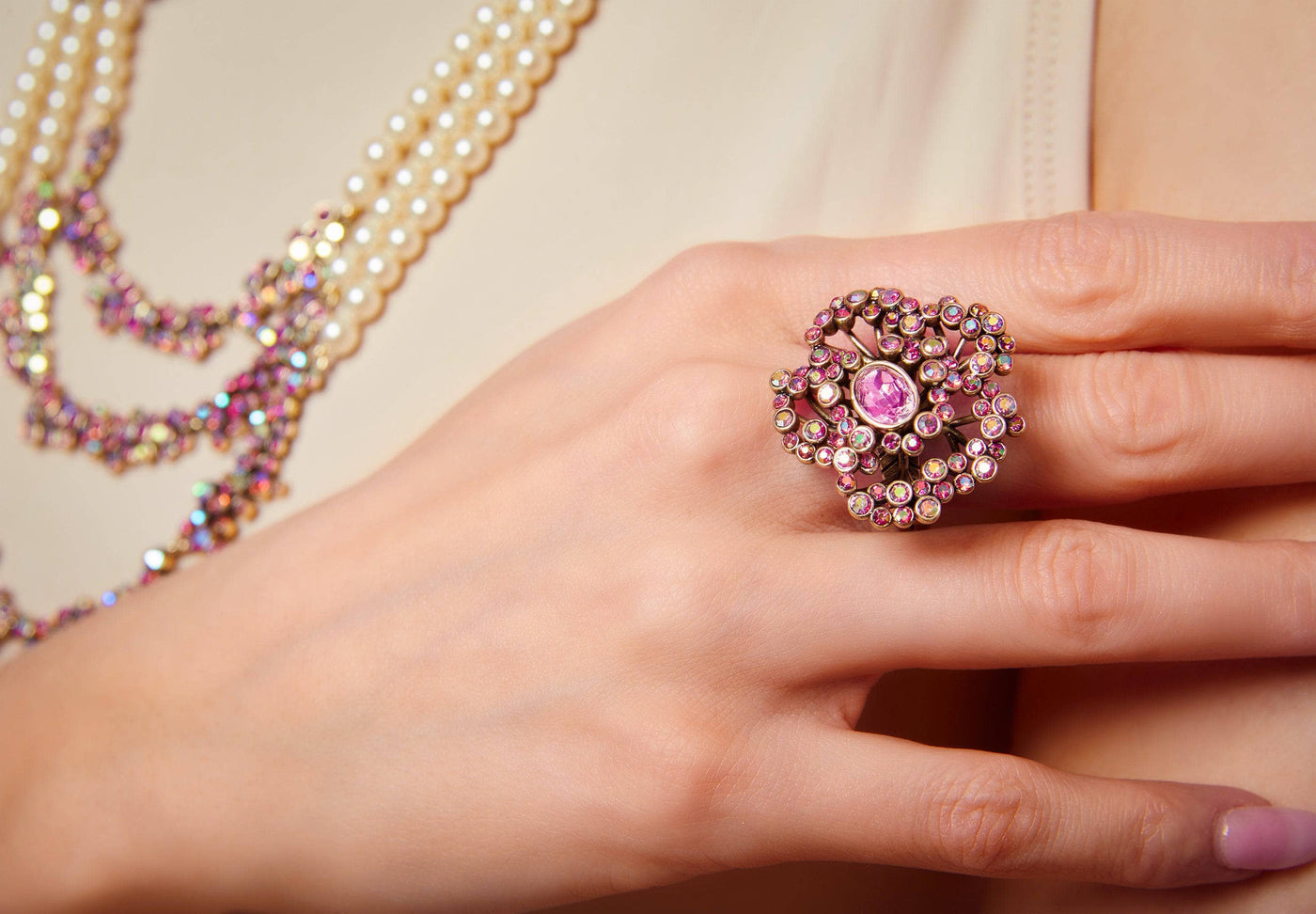 HEIDI DAUS®"The Floral Affair" Crystal Floral Ring