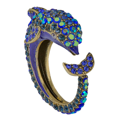 Heidi Daus®"Playful Porpoise" Crystal & Enamel Dolphin Ring