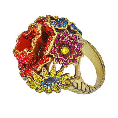 Side details of Wildflower Garden Crystal Floral Ring