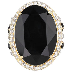 Heidi Daus Moda Roma Grandezza oval ring in jet black and clear crystals — product detail, view 1