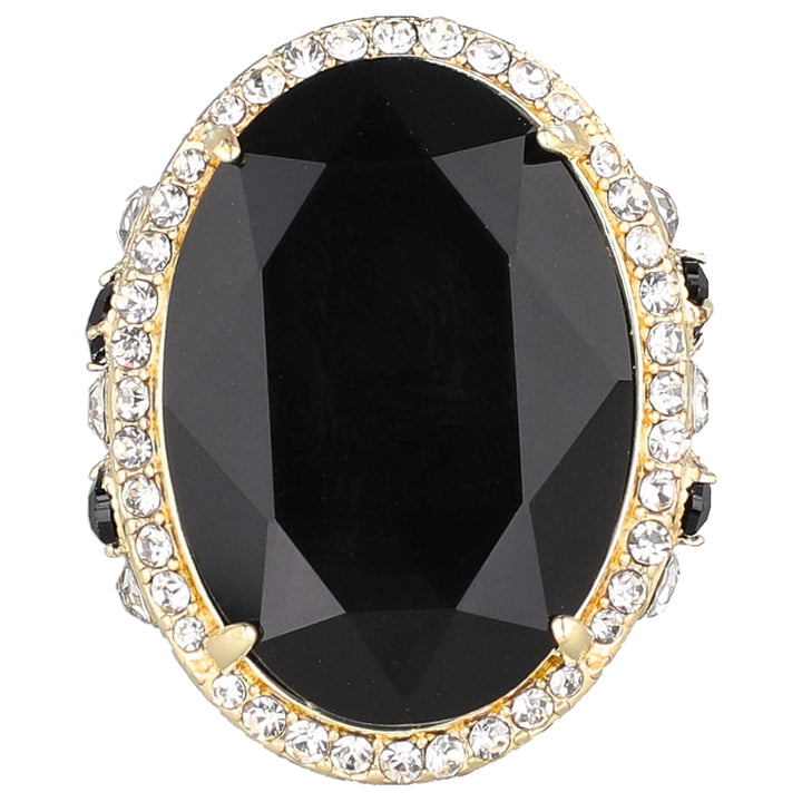 Heidi Daus Moda Roma Grandezza oval ring in jet black and clear crystals — product detail, view 1