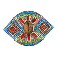 HEIDI DAUS® "Masterful Mosaic" Genuine Tiger's Eye & Crystal Art Deco Ring