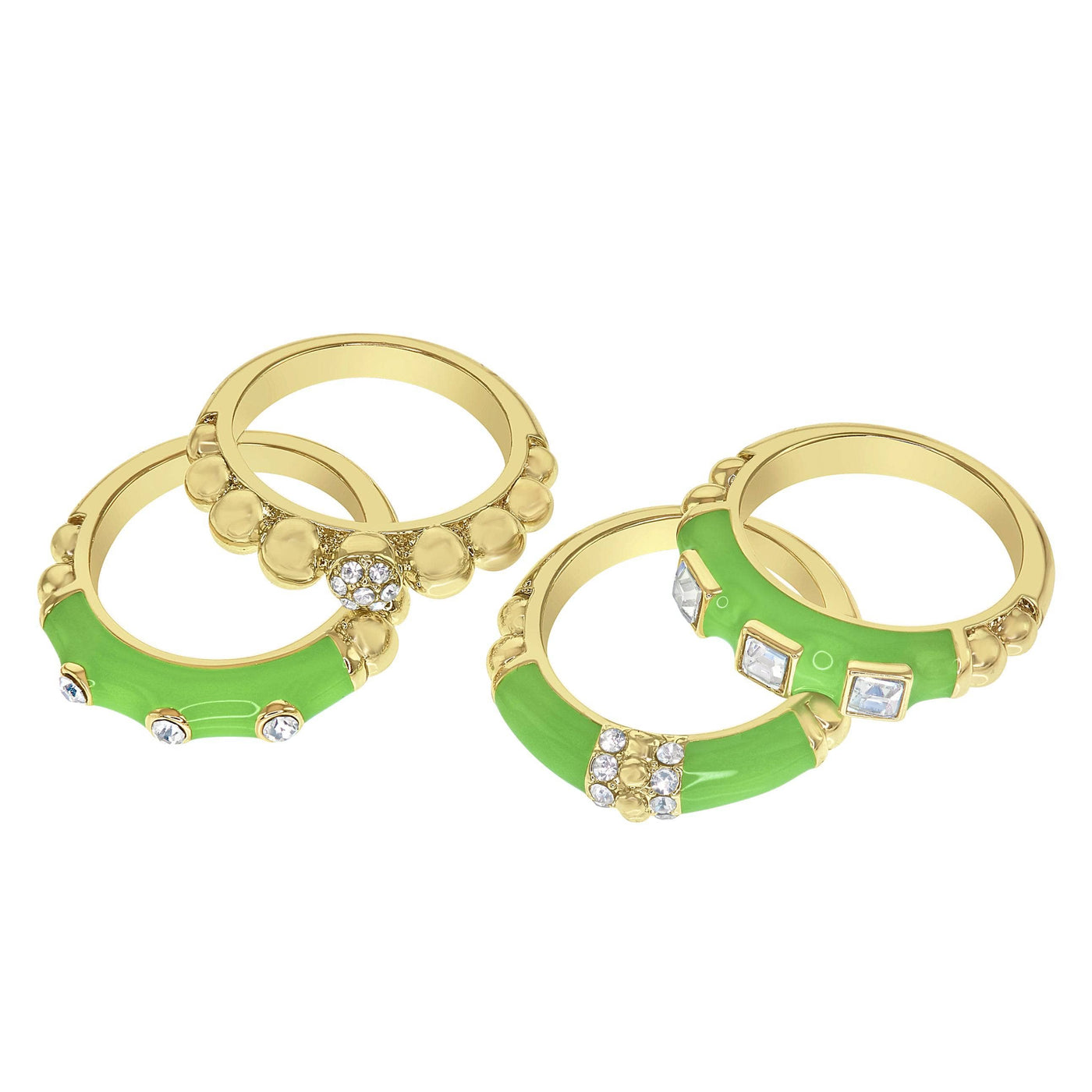 Heidi Daus®"Slim Pickens"Crystal & Enamel 4 Piece Ring Set