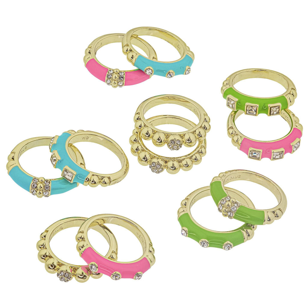 Heidi Daus®"Slim Pickens"Crystal & Enamel 4 Piece Ring Set HEIDI DAUS®