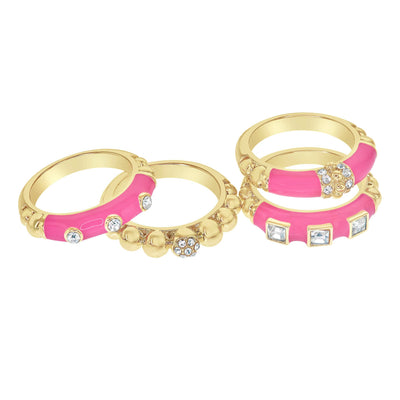 Heidi Daus®"Slim Pickens"Crystal & Enamel 4 Piece Ring Set