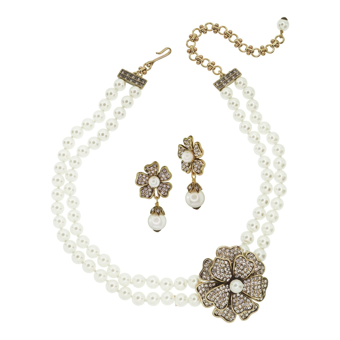 Heidi Daus® "Passionate Posey" Beaded Crystal Earring & Necklace Floral Set