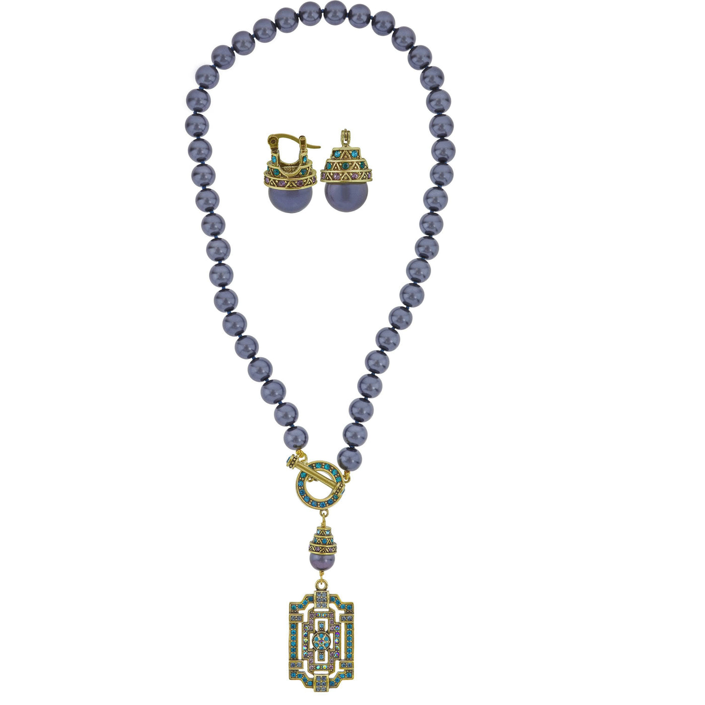 HEIDI DAUS®"Classic Edition" Beaded Crystal Earring & Toggle Necklace