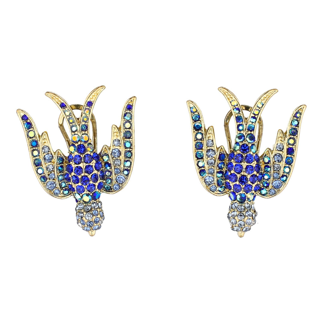 HEIDI DAUS®"Swallow Lariat" Beaded Crystal Bird Necklace pin &amp; Earrings Set