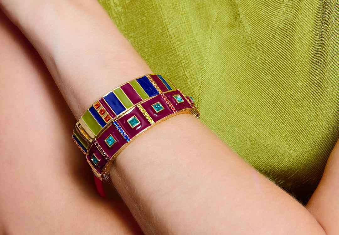 Heidi Daus®"Color Crazy" Crystal &amp; Enamel Bangle Deco Bracelet HEIDI DAUS®