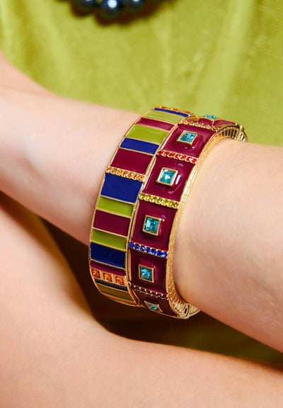 Heidi Daus®"Color Crazy" Crystal & Enamel Bangle Deco Bracelet