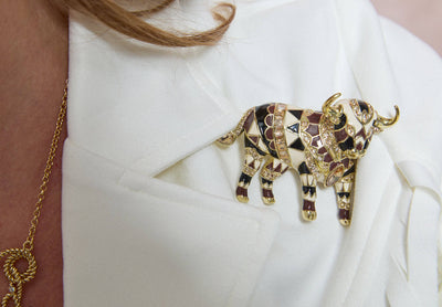 Heidi Daus® "No Bull" Enamel & Crystal Bull Pin