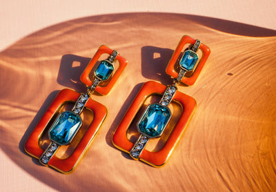 HEIDI DAUS®"Thoroughly Modern" Crystal & Enamel Mid Century Drop Earrings