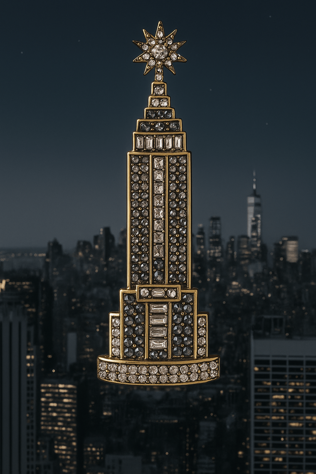 スティッチ エンパイアステートビル ピンバッジ HEIDI DAUS® “Empire Elegance” New York Empire State Building Brooch/Pi