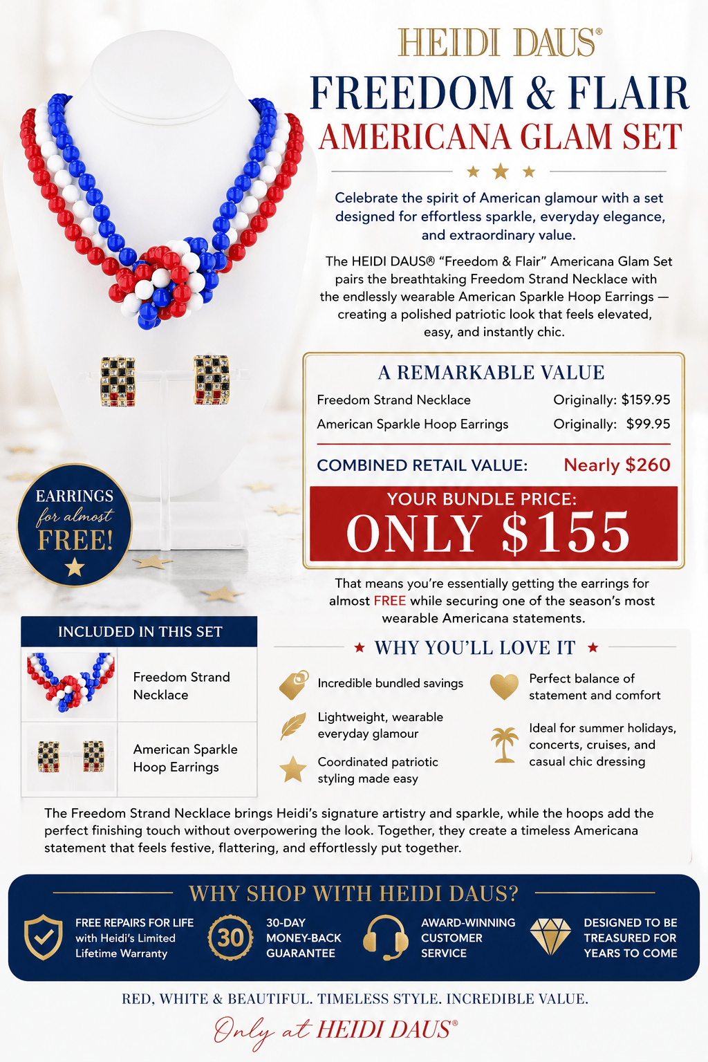 HEIDI DAUS® “Freedom &amp; Flair” Americana Glam Set