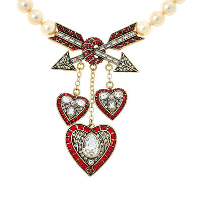 HEIDI DAUS®"Lots of Love" Beaded Crystal Heart & Arrows Necklace