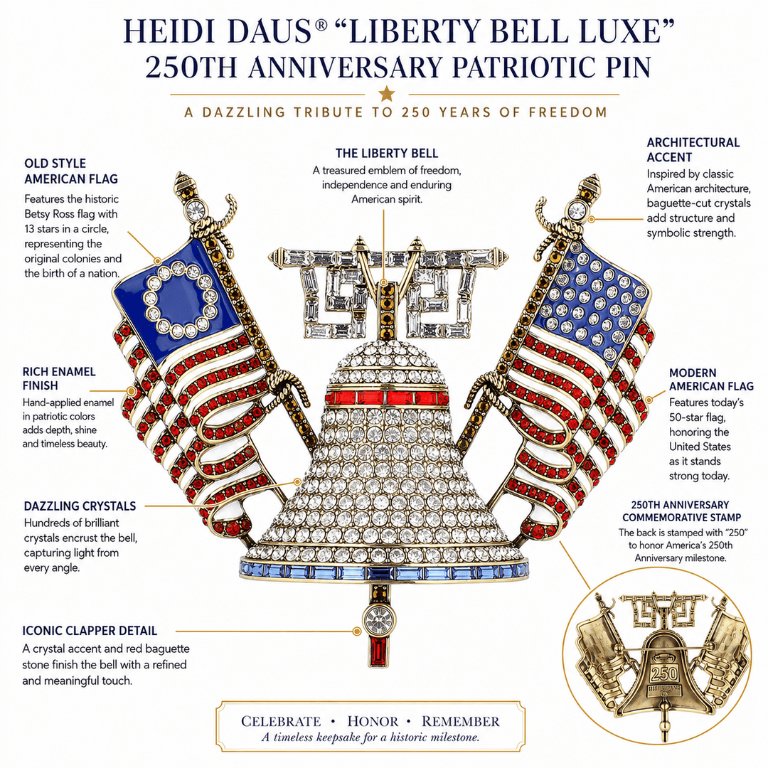 Liberty Bell Luxe Patriotic brooch | Heidi Daus – HEIDI DAUS®