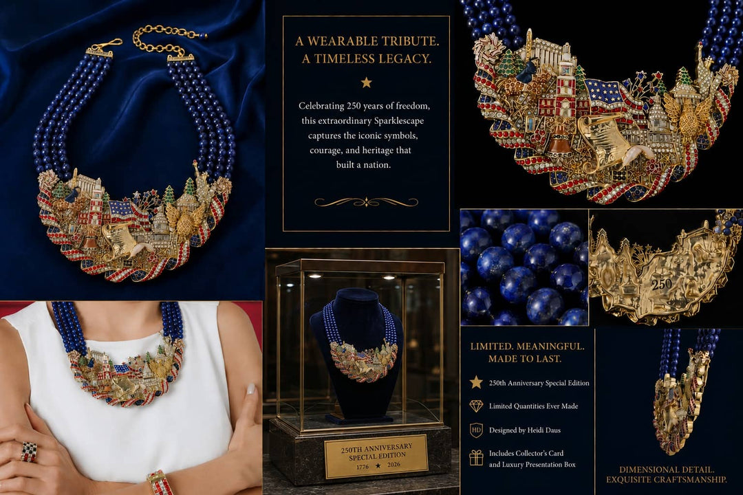 HEIDI DAUS® “Live Free &amp; Sparkle” 250th Limited Edition American Legacy Sparklescape Necklace