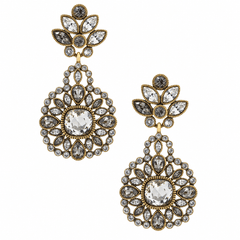 Heidi Daus Oooo La La Art Deco drop earrings with black diamond and clear crystals