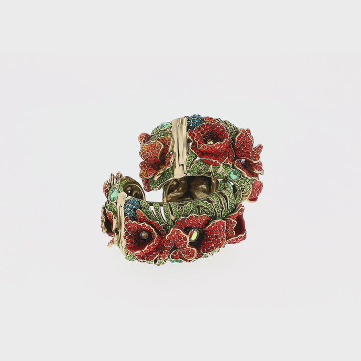 HEIDI DAUS® "Empress of the Bloom" Crystal Poppy Statement Bracelet