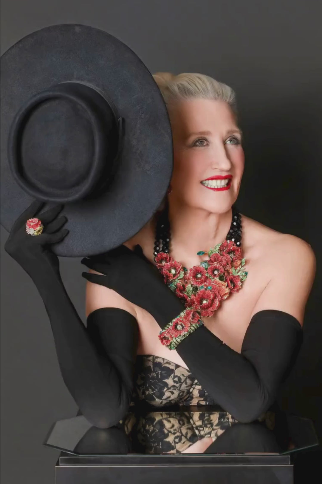HEIDI DAUS® "Empress of the Bloom" Crystal Poppy Statement Bracelet