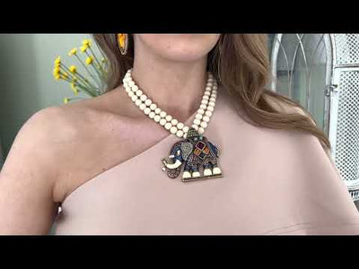 HEIDI DAUS®"Michelle's Majestic" Beaded Crystal Enamel Elephant Necklace