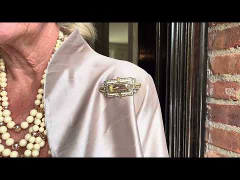 HEIDI DAUS®"Gothem Style" Crystal & Enamel Art Deco Pin/Brooch