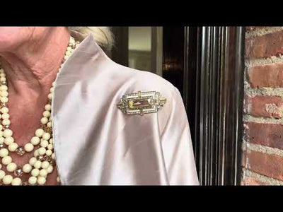 HEIDI DAUS®"Gothem Style" Crystal & Enamel Art Deco Pin/Brooch