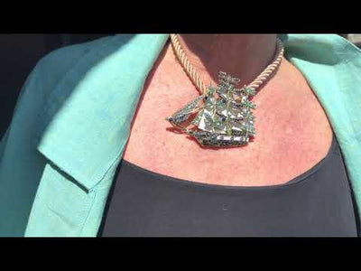HEIDI DAUS®"Flying Colors On The Wind" Enamel &  Crystal Sail  Boat Pin