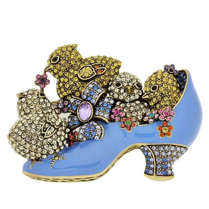 HEIDI DAUS®"Chicks Love Shoes" Crystal & Enamel Easter Pin HEIDI DAUS®