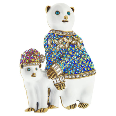 HEIDI DAUS®"Polar Pals" Enamel Crystal Bears Pin HEIDI DAUS®