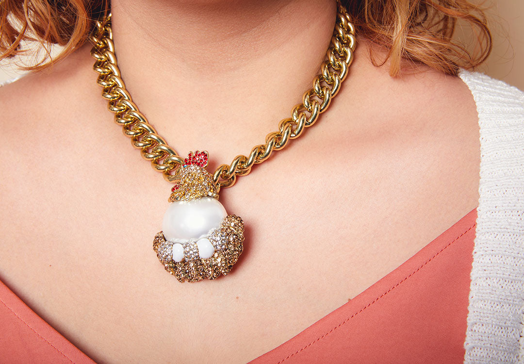 HEIDI DAUS®"Hen Party" Beaded Enamel Crystal Hen Pin HEIDI DAUS®