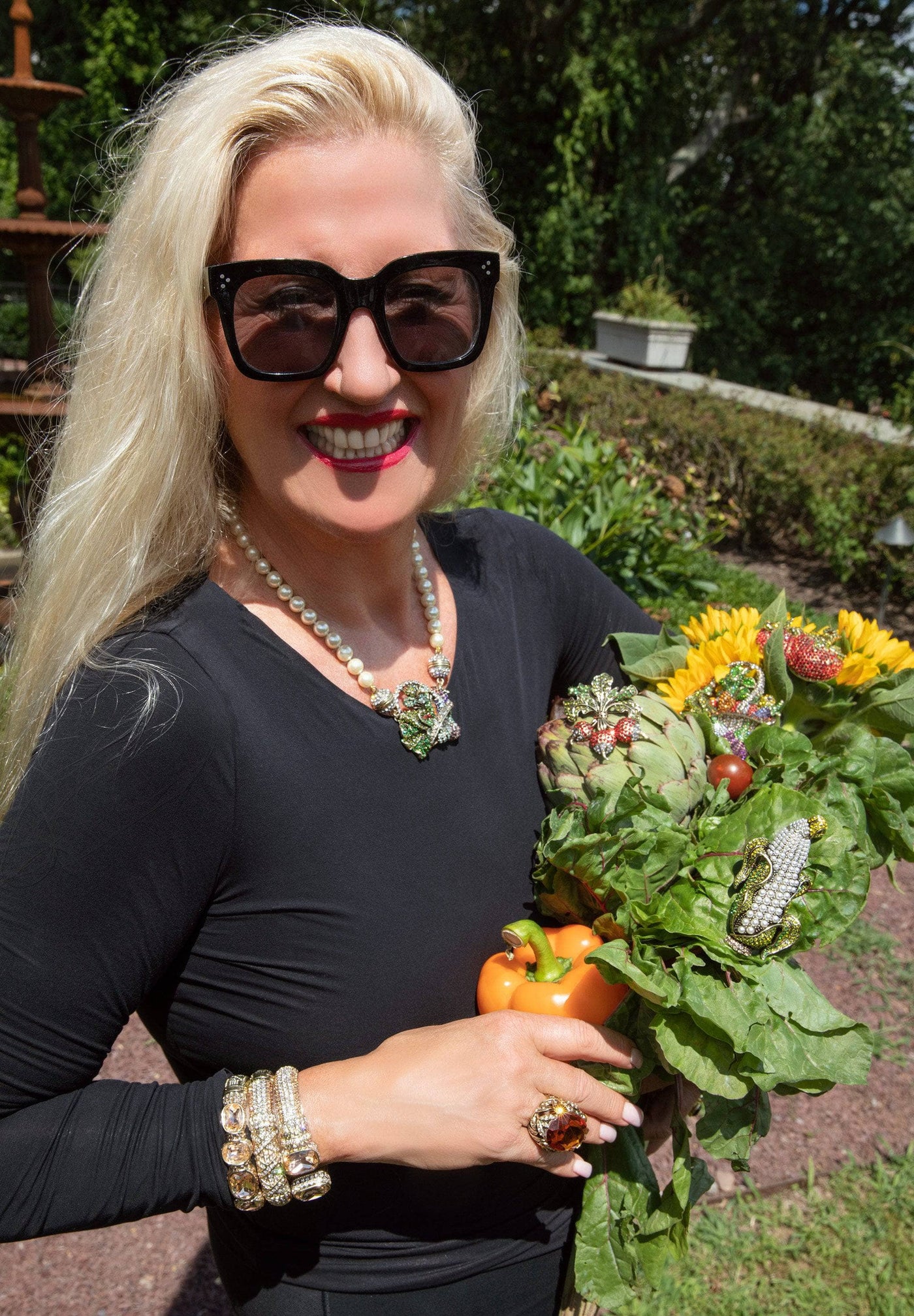 HEIDI DAUS®"Farm to Table" Crystal Basket Veggie Pin