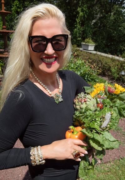 HEIDI DAUS®"Farm to Table" Crystal Basket Veggie Pin