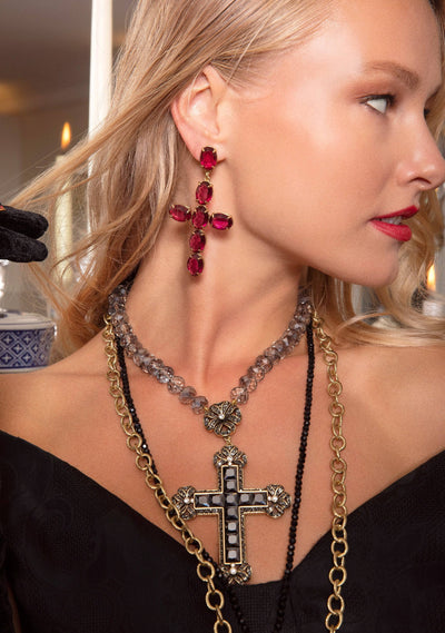 HEIDI DAUS®"Bow Cross" Beaded Crystal Cross Necklace