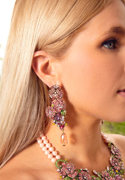 HEIDI DAUS®"Magnificent Garden" Beaded Crystal Floral Dangle Earrings