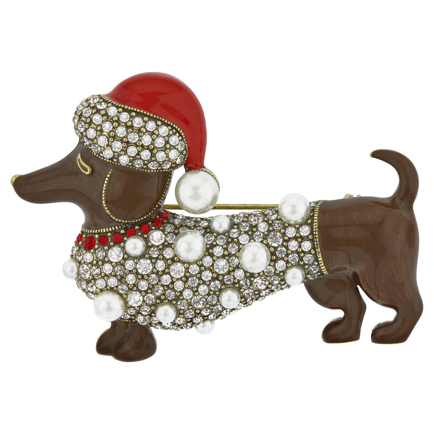 HEIDI DAUS®"Yule Dog" Crystal & Enamel Holiday Dog Pin