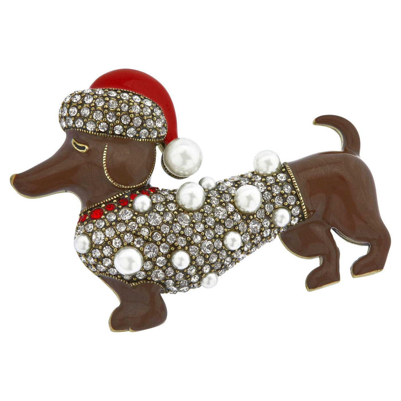 HEIDI DAUS®"Yule Dog" Crystal & Enamel Holiday Dog Pin