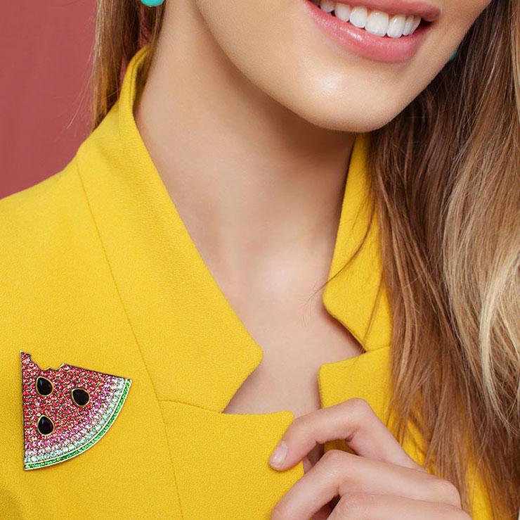"Sweet Slice" Crystal Melon Pin - Heidi Daus®