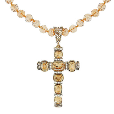 "Sparkling Sanctity" Beaded Crystal Cross Necklace - Heidi Daus®