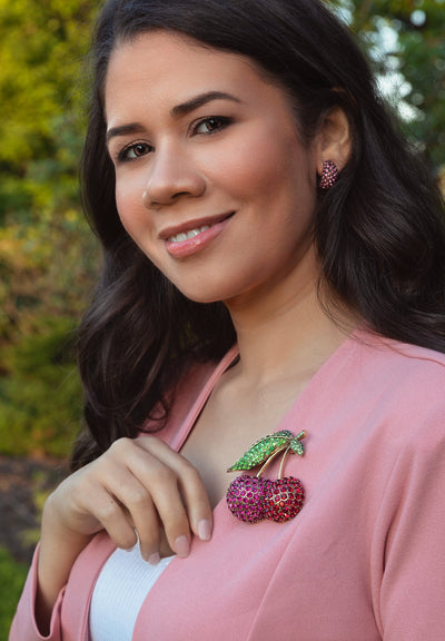 "Cherry on Top" Crystal Cherry Pin - Heidi Daus®