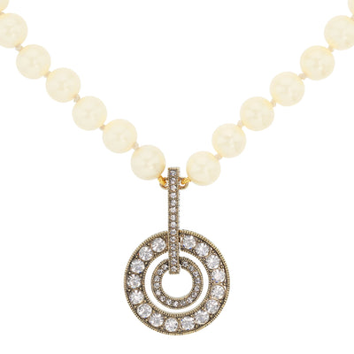 HEIDI DAUS® "Double Circle" Crystal and Pearl Pendant Necklace - Heidi Daus®