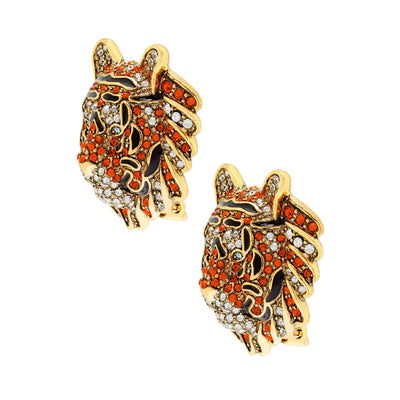 "Creative Camouflage" Enamel & Crystal Tiger Earrings - Heidi Daus®