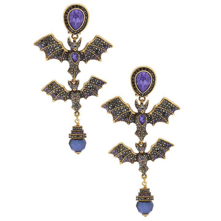 "Batty For You" Swarovski Bat Drop Earrings - Heidi Daus®