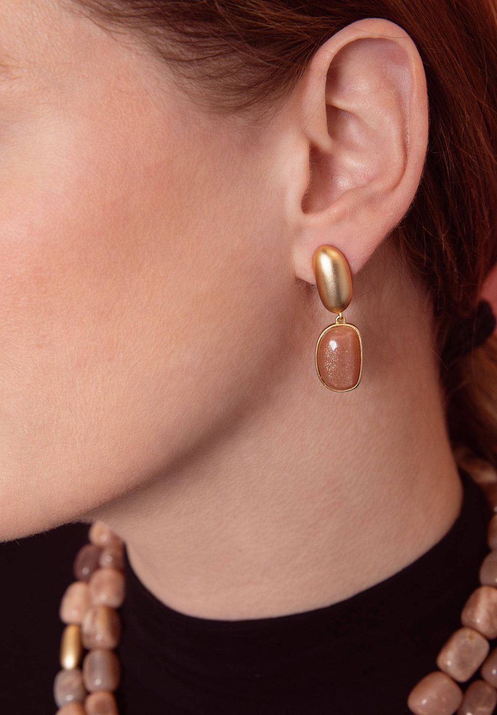 Harlow & Dylan by HEIDI DAUS®"Genuine Peach Moonstone" Earrings HEIDI DAUS®