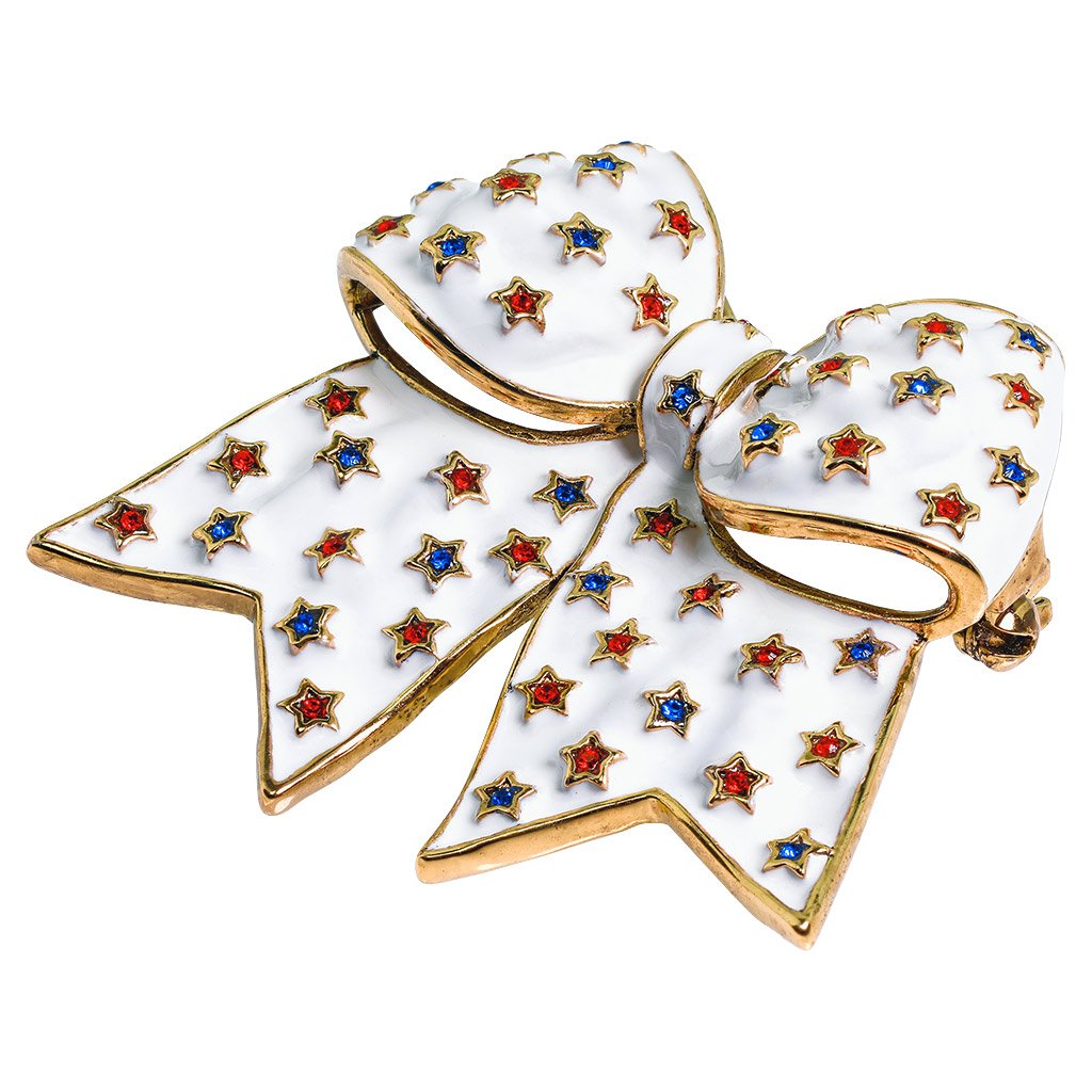 Heidi Daus®"Star Spangled Spirit" Crystal and Enamel Bow Pin - Heidi Daus®