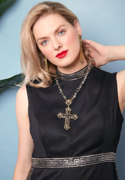 HEIDI DAUS®"Bow Cross" Beaded Crystal Cross Necklace