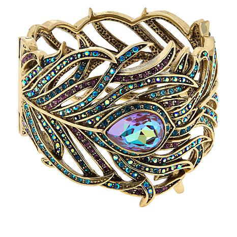 Heidi Daus®"Pretty As A Peacock" Crystal Feather Bracelet